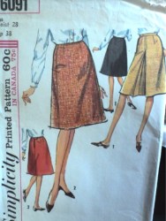 6091 1965 INVERT PLEAT OR NOT A-SKIRT PATTERN 28'' WAIST